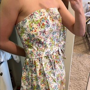 ABS Allen Schwartz White and Green Strapless Sundress